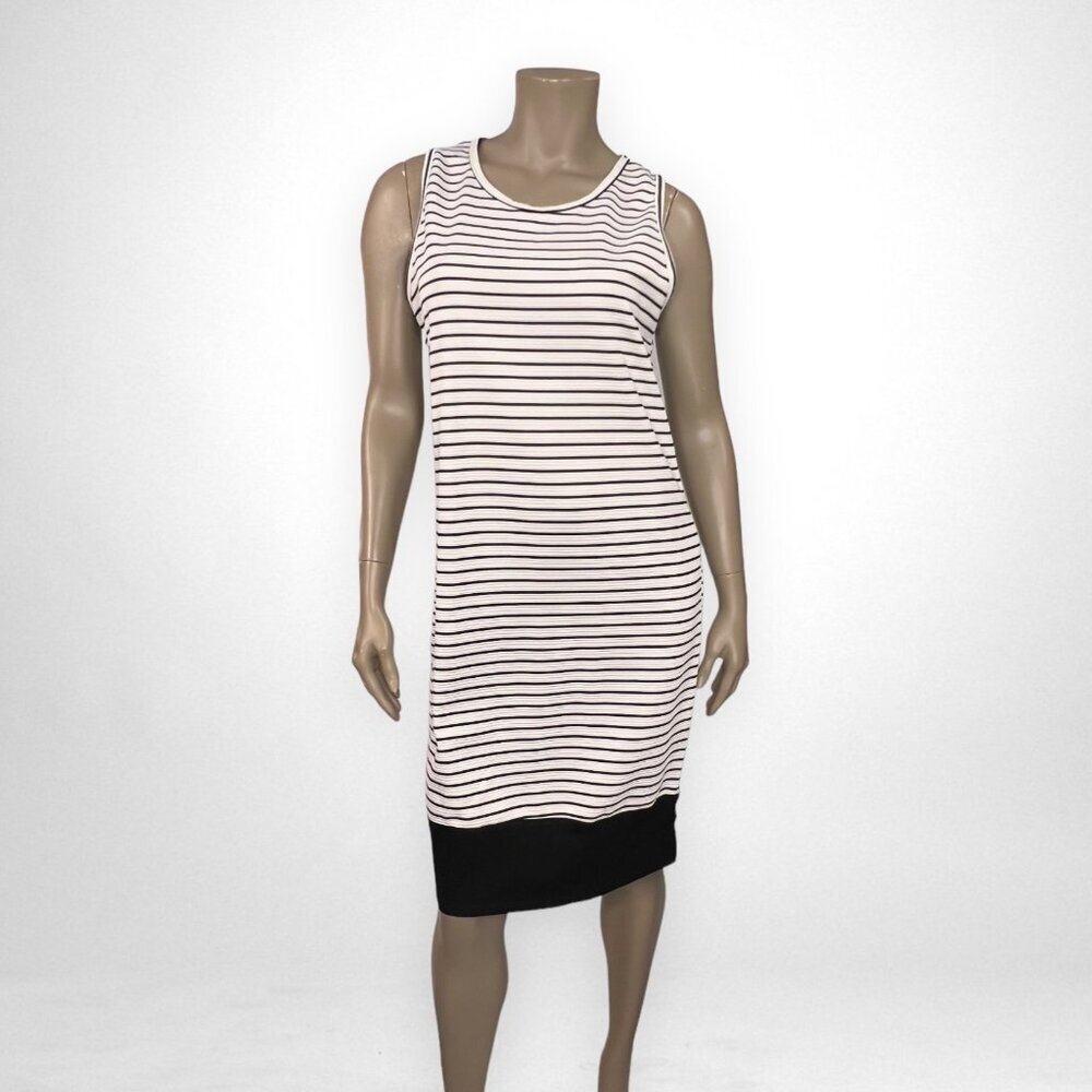 JONATHAN MARTIN COLLECTION Black White Striped Sleeveless Dress‎ XL